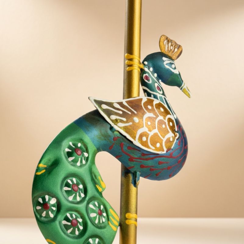 Handcrafted Triple Peacock Tea Light Holder – Metal Candle Stand for Festive Decor & Gifting | Gulabi Craft