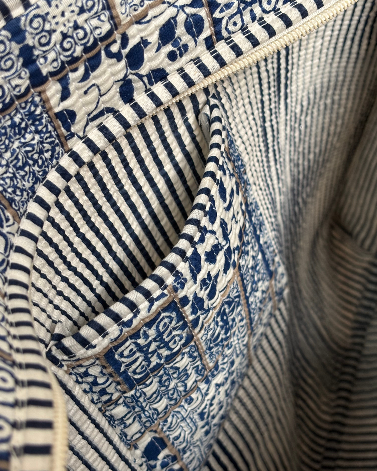 Blue Mosaic Quilted  Handcrafted Tote Bag – Premium Everyday Carry &amp; Gift Item | Gulabi Craft