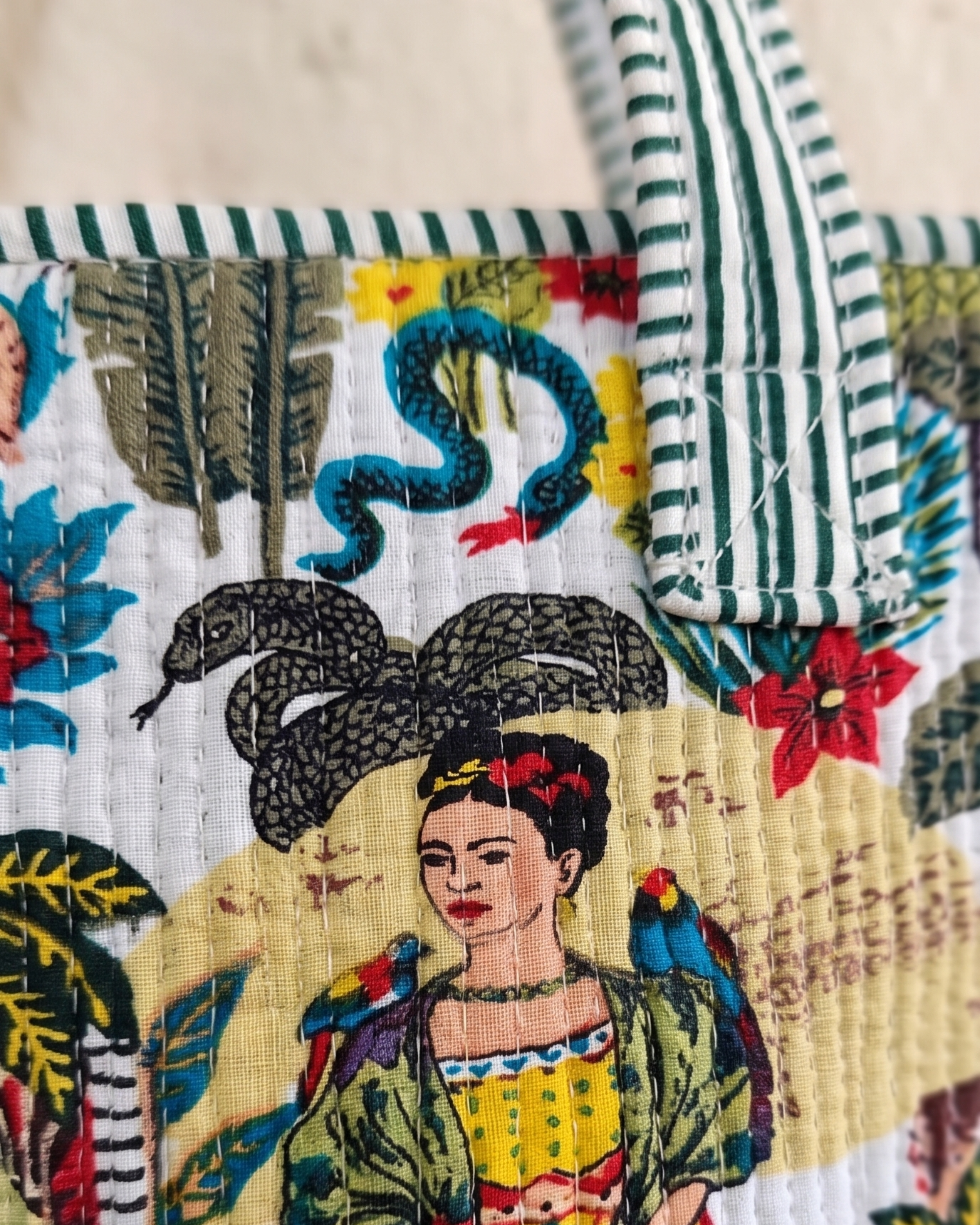Handcrafted Vintage Botanical Quilted Tote Bag – Floral Everyday Carry &amp; Gift Item | Gulabi Craft