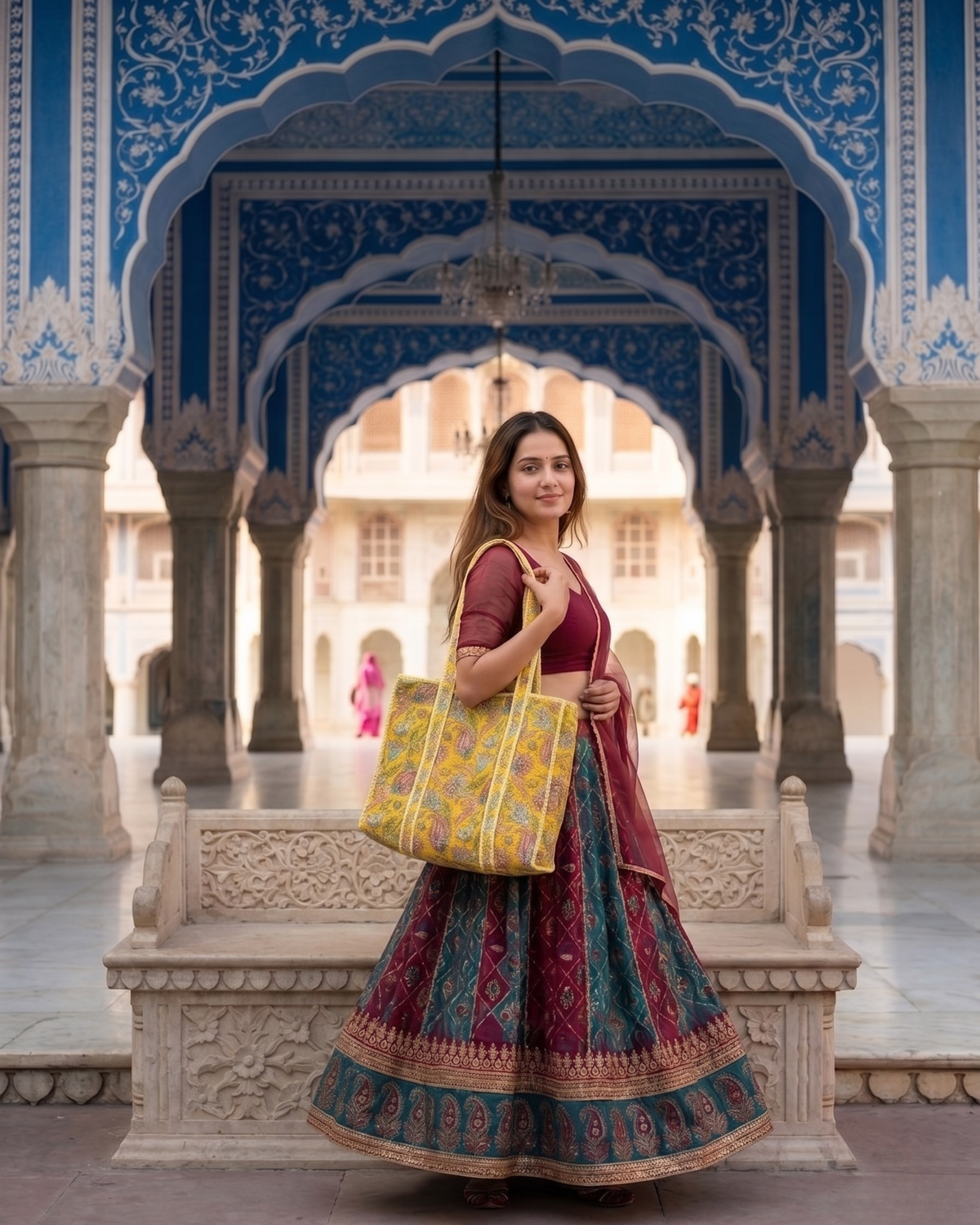 Yellow Floral Quilted  Handcrafted Tote Bag – Premium Everyday Carry &amp; Eco-Friendly Gift Item | Gulabi Craft