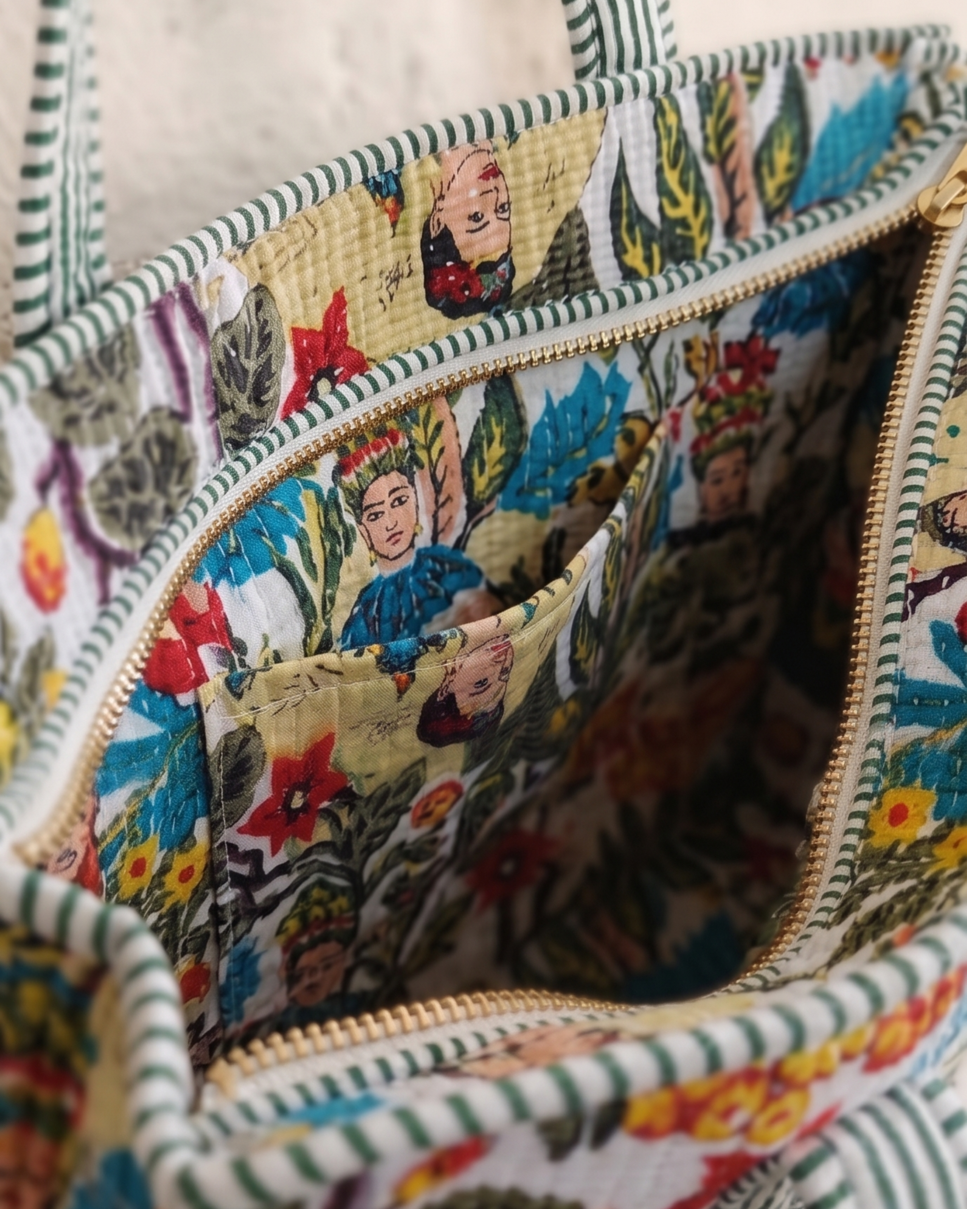 Handcrafted Vintage Botanical Quilted Tote Bag – Floral Everyday Carry &amp; Gift Item | Gulabi Craft