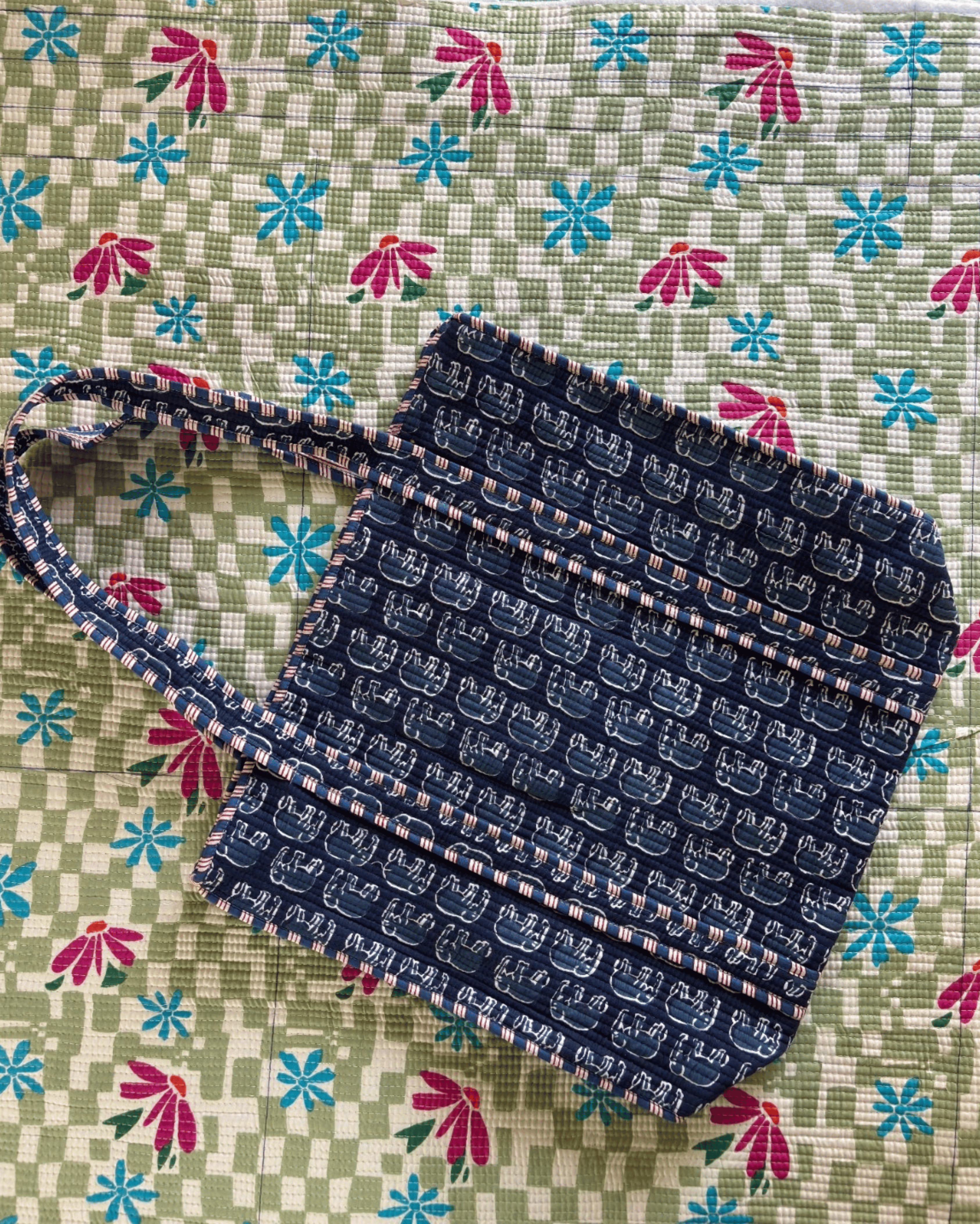 Indigo Elephant Quilted  Handcrafted Tote Bag – Premium Everyday Carry &amp; Eco-Friendly Gift Item | Gulabi Craft