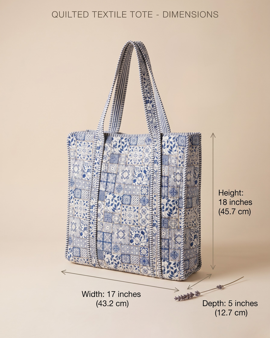 Blue Mosaic Quilted  Handcrafted Tote Bag – Premium Everyday Carry &amp; Gift Item | Gulabi Craft