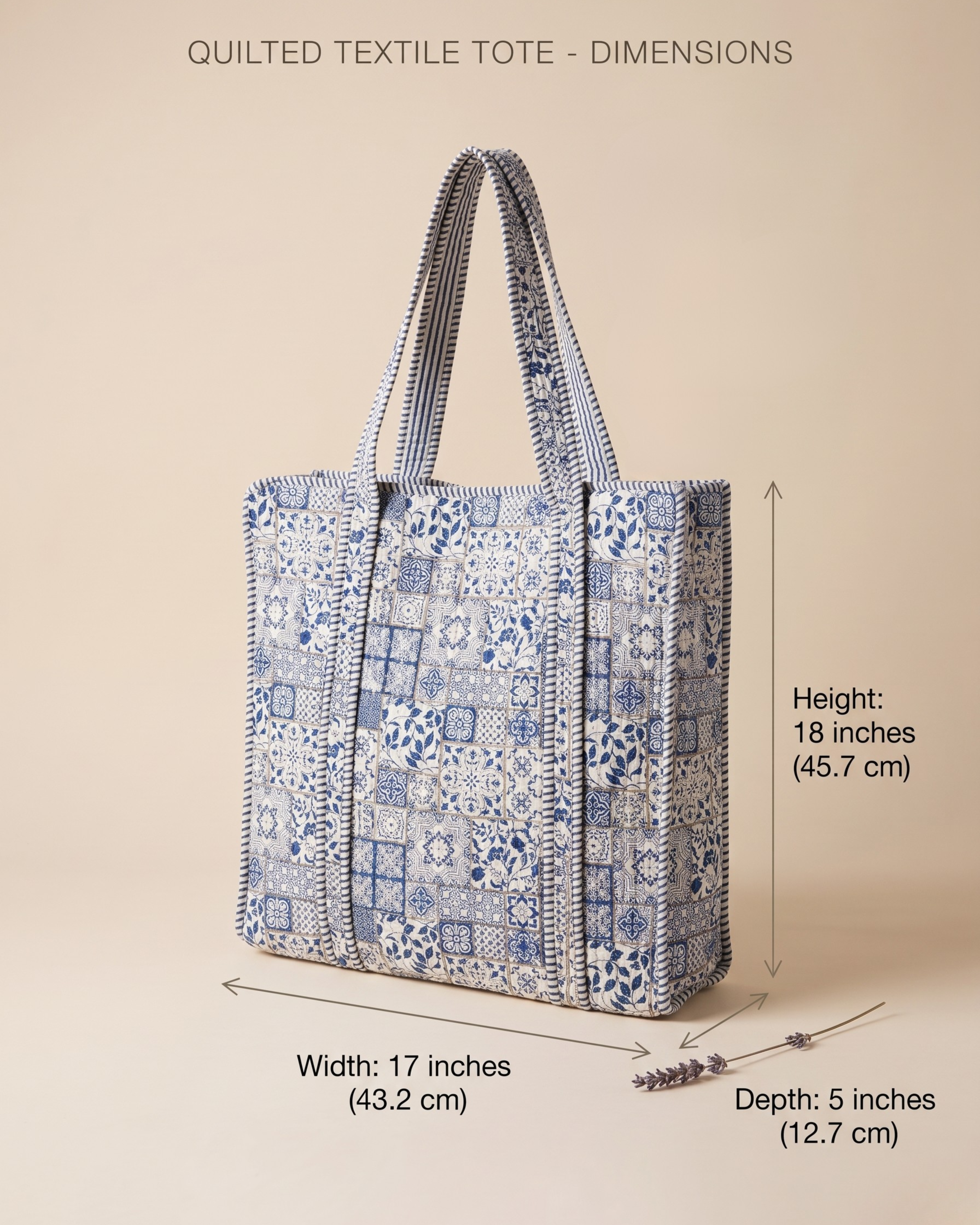 Blue Mosaic Quilted  Handcrafted Tote Bag – Premium Everyday Carry &amp; Gift Item | Gulabi Craft