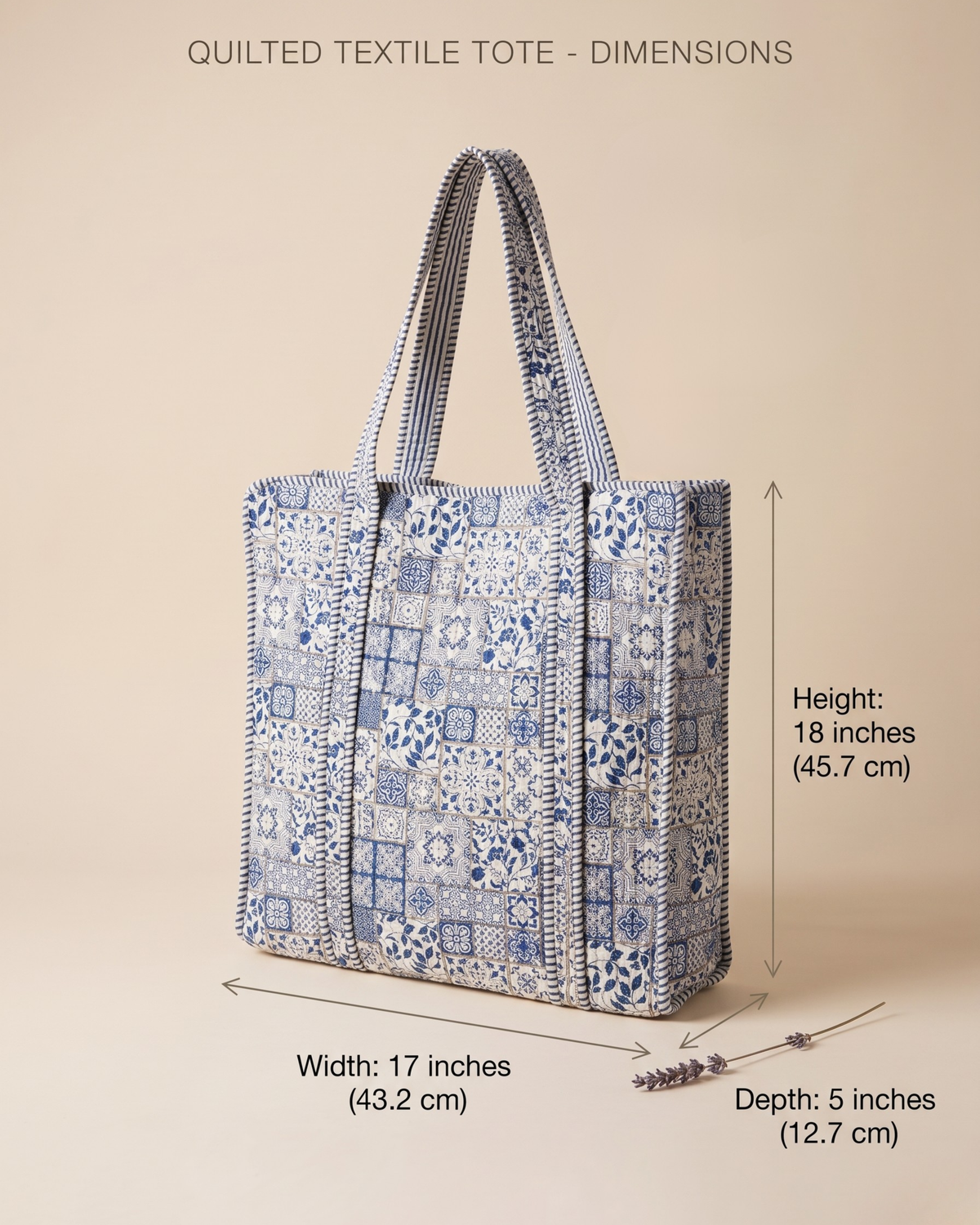 Blue Mosaic Quilted  Handcrafted Tote Bag – Premium Everyday Carry &amp; Gift Item | Gulabi Craft