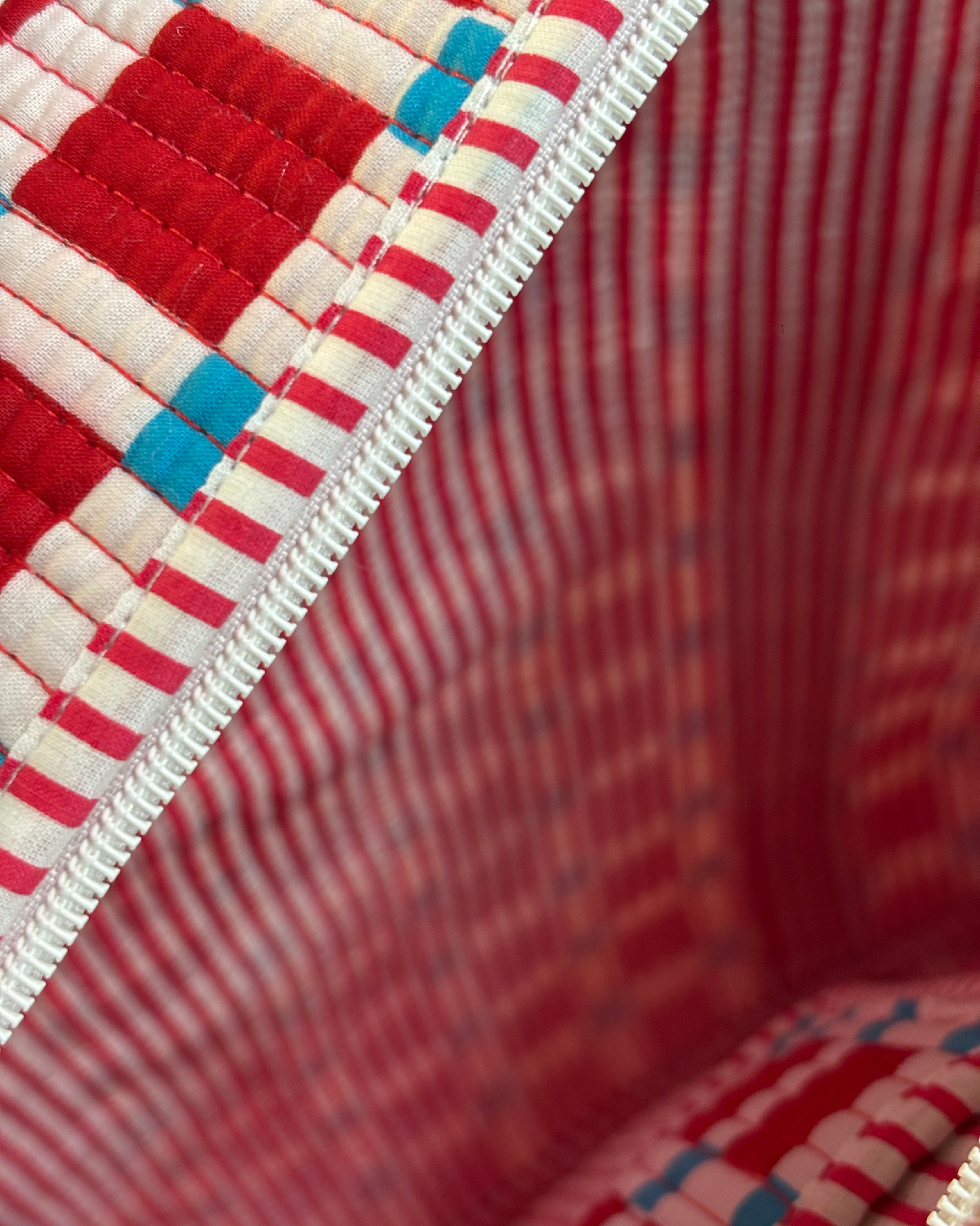Checkered Quilted  Handcrafted Tote Bag – Red &amp; Blue Everyday Carry &amp; Premium Gift Item | Gulabi Craft